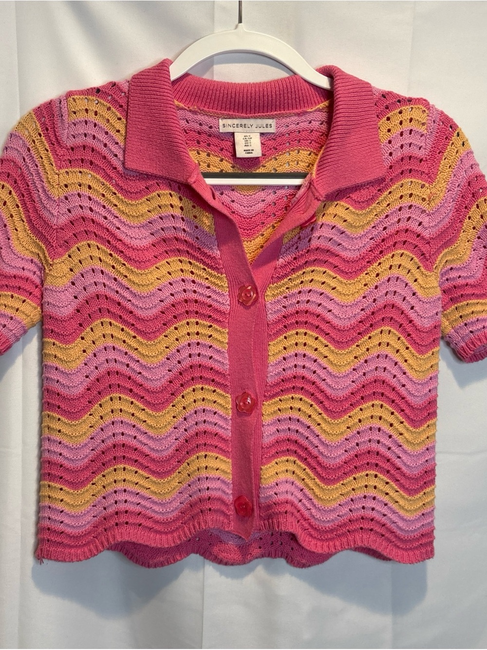 Sincerely Jules Pink and Yellow Ombre Wave Knit Top